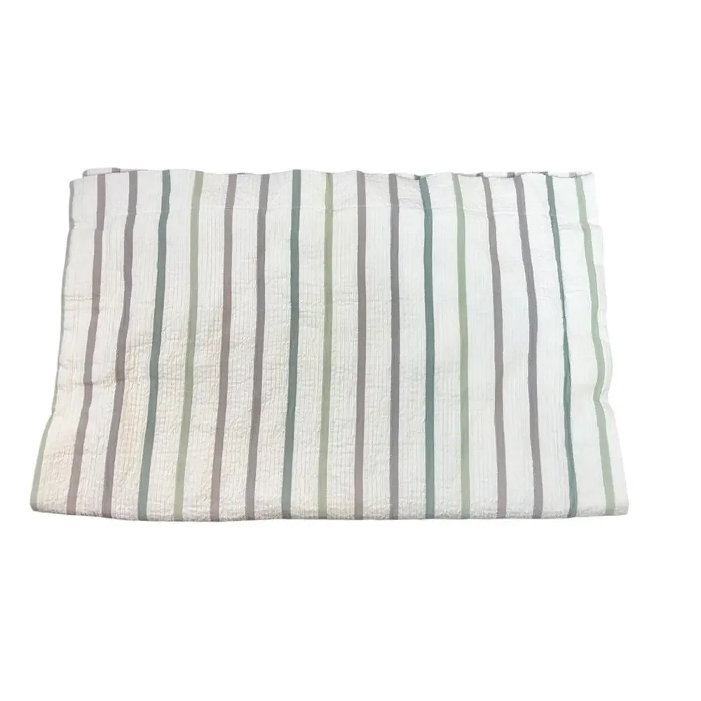 Company Store Matelasse Standed Pillow Sham White Neutral Stripes: Green, Taupe